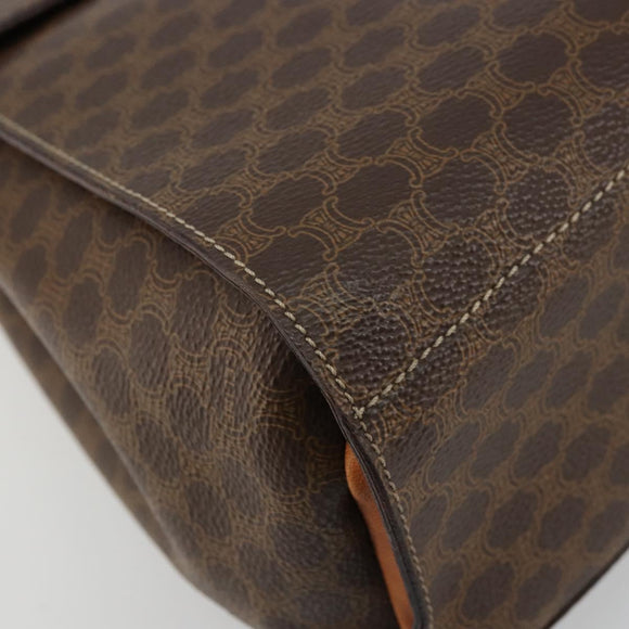 CELINE Macadam Canvas Medallion Hand Bag PVC Leather Brown Gold Auth 180312A