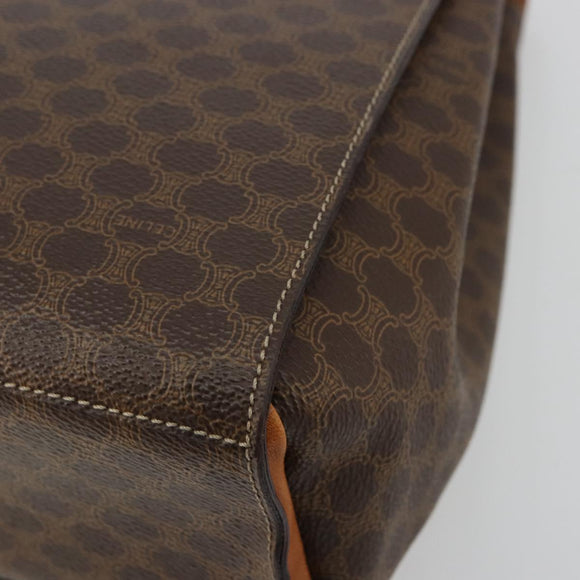 CELINE Macadam Canvas Medallion Hand Bag PVC Leather Brown Gold Auth 180312A