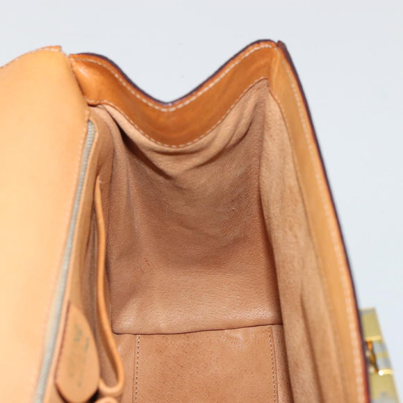 CELINE Macadam Canvas Medallion Hand Bag PVC Leather Brown Gold Auth 180312A