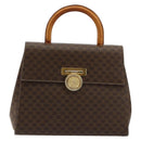 CELINE Macadam Canvas Medallion Hand Bag PVC Leather Brown Gold Auth 180312A-13