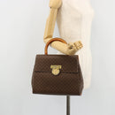 CELINE Macadam Canvas Medallion Hand Bag PVC Leather Brown Gold Auth 180312A-24