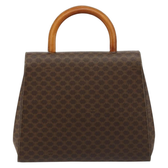 CELINE Macadam Canvas Medallion Hand Bag PVC Leather Brown Gold Auth 180312A