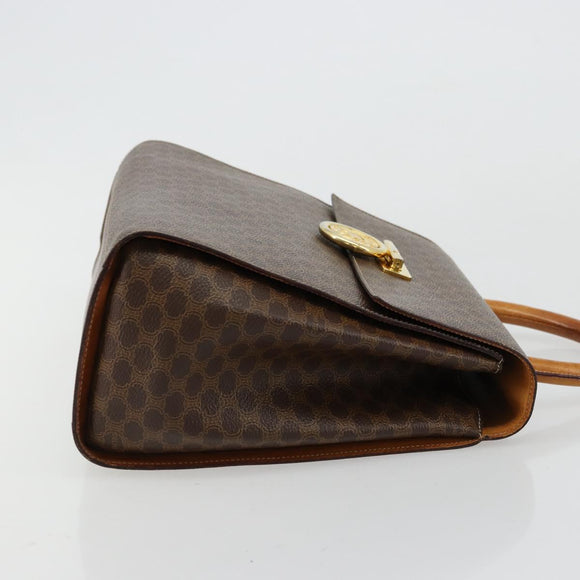 CELINE Macadam Canvas Medallion Hand Bag PVC Leather Brown Gold Auth 180312A