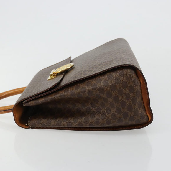 CELINE Macadam Canvas Medallion Hand Bag PVC Leather Brown Gold Auth 180312A