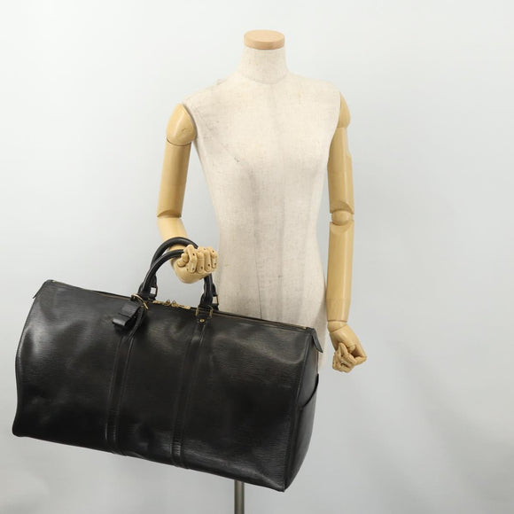 LOUIS VUITTON Epi Keepall 55 Boston Bag Noir Black M42952 LV Auth 180315A