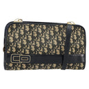 Christian Dior Trotter Canvas Shoulder Bag Navy Gold Auth 180324-1
