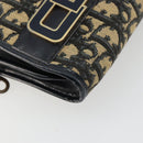 Christian Dior Trotter Canvas Shoulder Bag Navy Gold Auth 180324-11