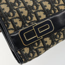 Christian Dior Trotter Canvas Shoulder Bag Navy Gold Auth 180324-14