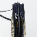 Christian Dior Trotter Canvas Shoulder Bag Navy Gold Auth 180324-15
