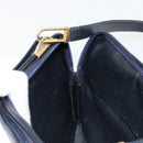 Christian Dior Trotter Canvas Shoulder Bag Navy Gold Auth 180324-18