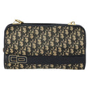 Christian Dior Trotter Canvas Shoulder Bag Navy Gold Auth 180324-2