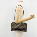Christian Dior Trotter Canvas Shoulder Bag Navy Gold Auth 180324-20