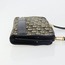 Christian Dior Trotter Canvas Shoulder Bag Navy Gold Auth 180324-4
