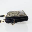 Christian Dior Trotter Canvas Shoulder Bag Navy Gold Auth 180324-5