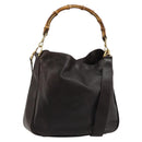 GUCCI Bamboo Shoulder Bag Leather 2way Brown Gold 001 1638 Auth 180326-1