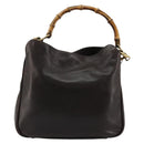 GUCCI Bamboo Shoulder Bag Leather 2way Brown Gold 001 1638 Auth 180326-3
