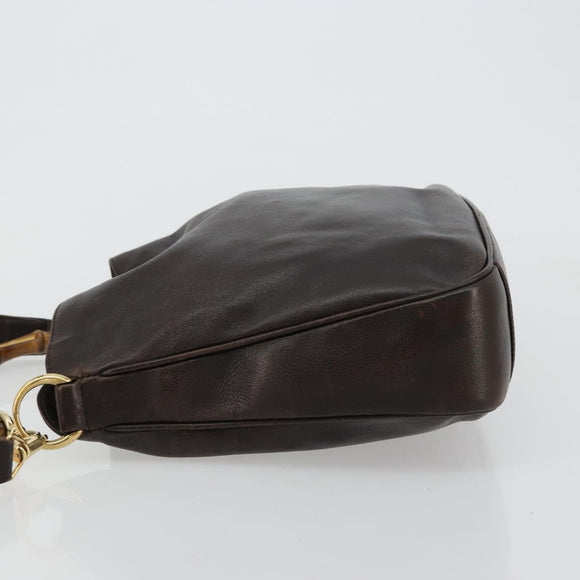 GUCCI Bamboo Shoulder Bag Leather 2way Brown Gold 001 1638 Auth 180326