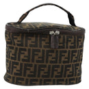 FENDI Zucca Canvas Vanity Hand Bag Black Brown Auth 180329-1