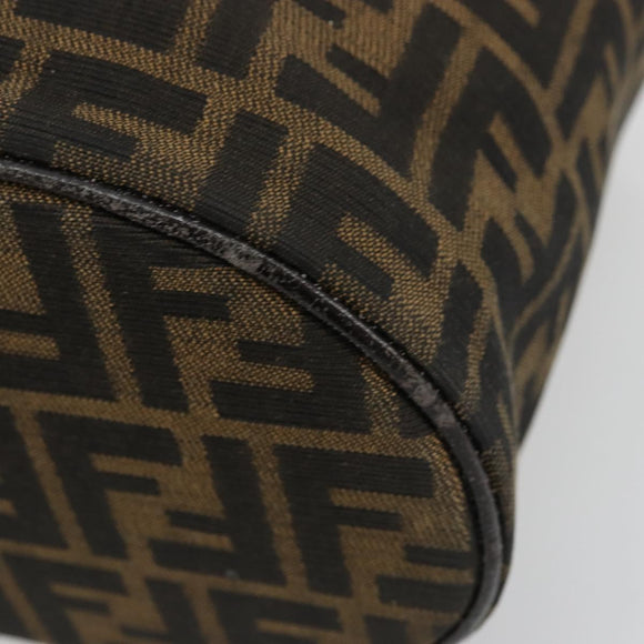 FENDI Zucca Canvas Vanity Hand Bag Black Brown Auth 180329