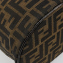 FENDI Zucca Canvas Vanity Hand Bag Black Brown Auth 180329-11