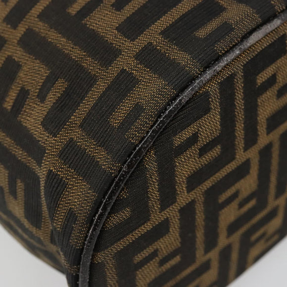 FENDI Zucca Canvas Vanity Hand Bag Black Brown Auth 180329