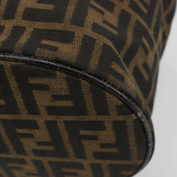 FENDI Zucca Canvas Vanity Hand Bag Black Brown Auth 180329