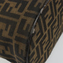FENDI Zucca Canvas Vanity Hand Bag Black Brown Auth 180329-13