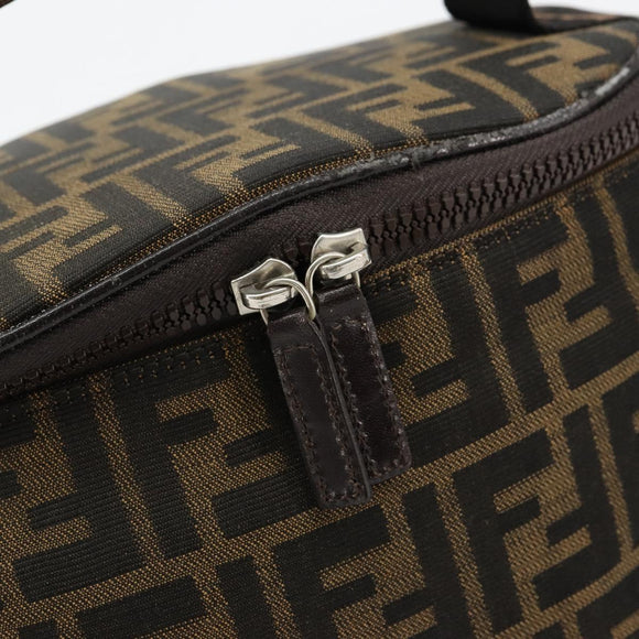 FENDI Zucca Canvas Vanity Hand Bag Black Brown Auth 180329