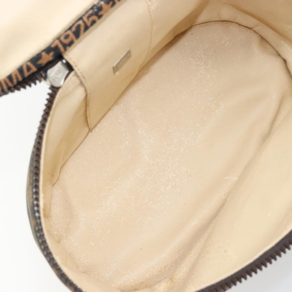 FENDI Zucca Canvas Vanity Hand Bag Black Brown Auth 180329