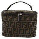 FENDI Zucca Canvas Vanity Hand Bag Black Brown Auth 180329-2