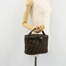 FENDI Zucca Canvas Vanity Hand Bag Black Brown Auth 180329-21