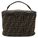 FENDI Zucca Canvas Vanity Hand Bag Black Brown Auth 180329-3