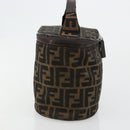 FENDI Zucca Canvas Vanity Hand Bag Black Brown Auth 180329-5