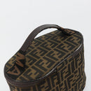 FENDI Zucca Canvas Vanity Hand Bag Black Brown Auth 180329-6