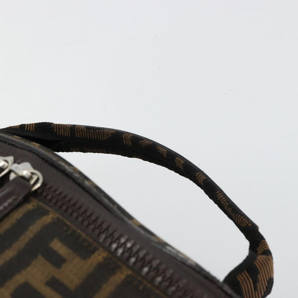 FENDI Zucca Canvas Vanity Hand Bag Black Brown Auth 180329
