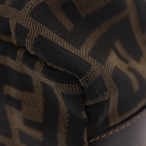 FENDI Zucca Canvas Vanity Hand Bag Black Brown Auth 180330