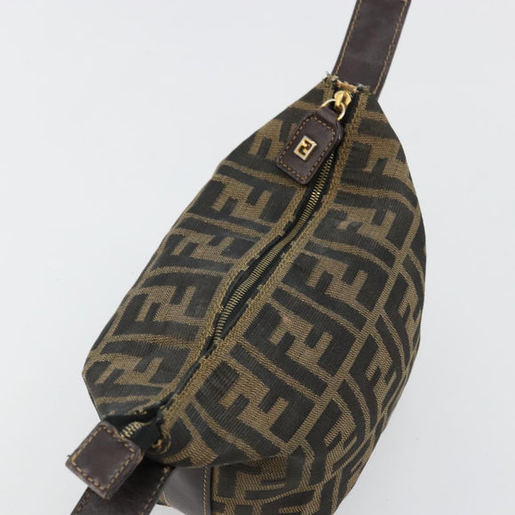 FENDI Zucca Canvas Vanity Hand Bag Black Brown Auth 180330