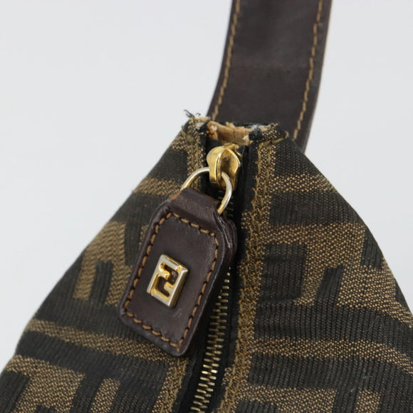 FENDI Zucca Canvas Vanity Hand Bag Black Brown Auth 180330