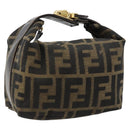 FENDI Zucca Canvas Vanity Hand Bag Black Brown Auth 180330-1