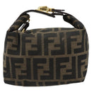 FENDI Zucca Canvas Vanity Hand Bag Black Brown Auth 180330-2