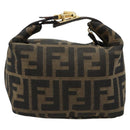 FENDI Zucca Canvas Vanity Hand Bag Black Brown Auth 180330-3
