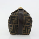FENDI Zucca Canvas Vanity Hand Bag Black Brown Auth 180330-4