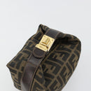 FENDI Zucca Canvas Vanity Hand Bag Black Brown Auth 180330-6