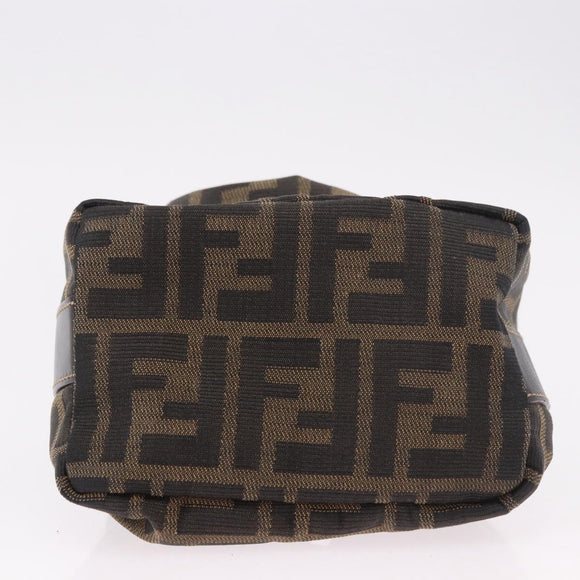 FENDI Zucca Canvas Vanity Hand Bag Black Brown Auth 180330