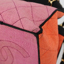 CHANEL Matelasse Chain Shoulder Bag Straw Multicolor Gold CC Auth 180344A-13