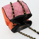 CHANEL Matelasse Chain Shoulder Bag Straw Multicolor Gold CC Auth 180344A-6