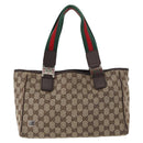GUCCI GG Canvas Web Sherry Lijn Handtas Beige 145810 Auth 180354-2
