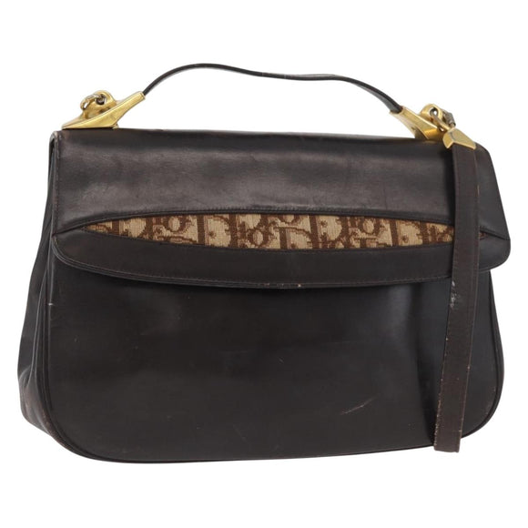 Christian Dior Handtasche Kalbsleder 2way Dunkelbraun Gold Original 180355
