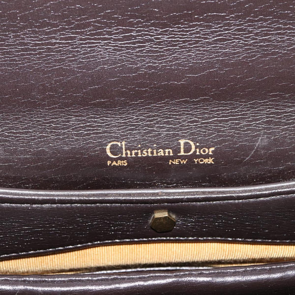 Christian Dior Handtasche Kalbsleder 2way Dunkelbraun Gold Original 180355