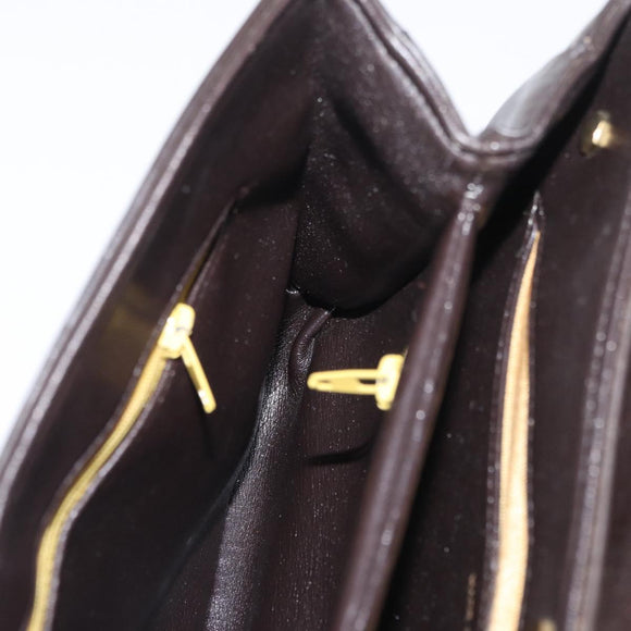Christian Dior Handtasche Kalbsleder 2way Dunkelbraun Gold Original 180355